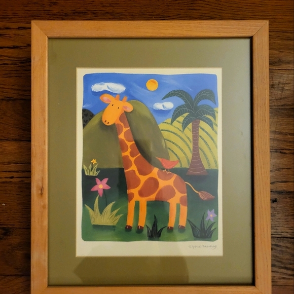 Framed Pair Art prints,11"x 12 3/4", natural 3/4"wood frame matted in soft green - Picture 3 of 5